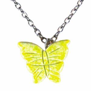 Yellow stone butterfly pendant 1766